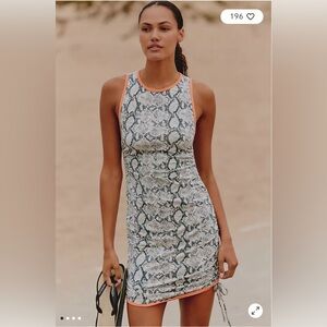 NWT Daily Practice High-Neck Snake Print Ruched Sides Mini Athletic Dress, S